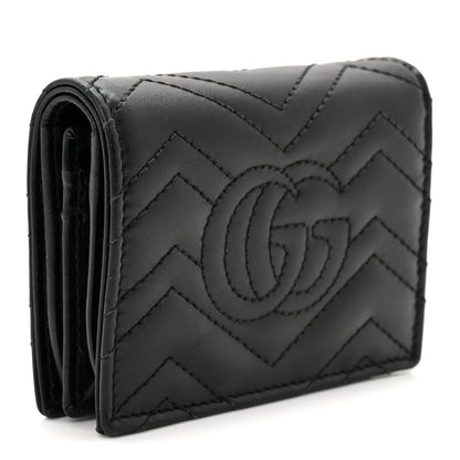 Gucci Calfskin Matelasse GG Marmont Card Case Wallet Black 3 of 8