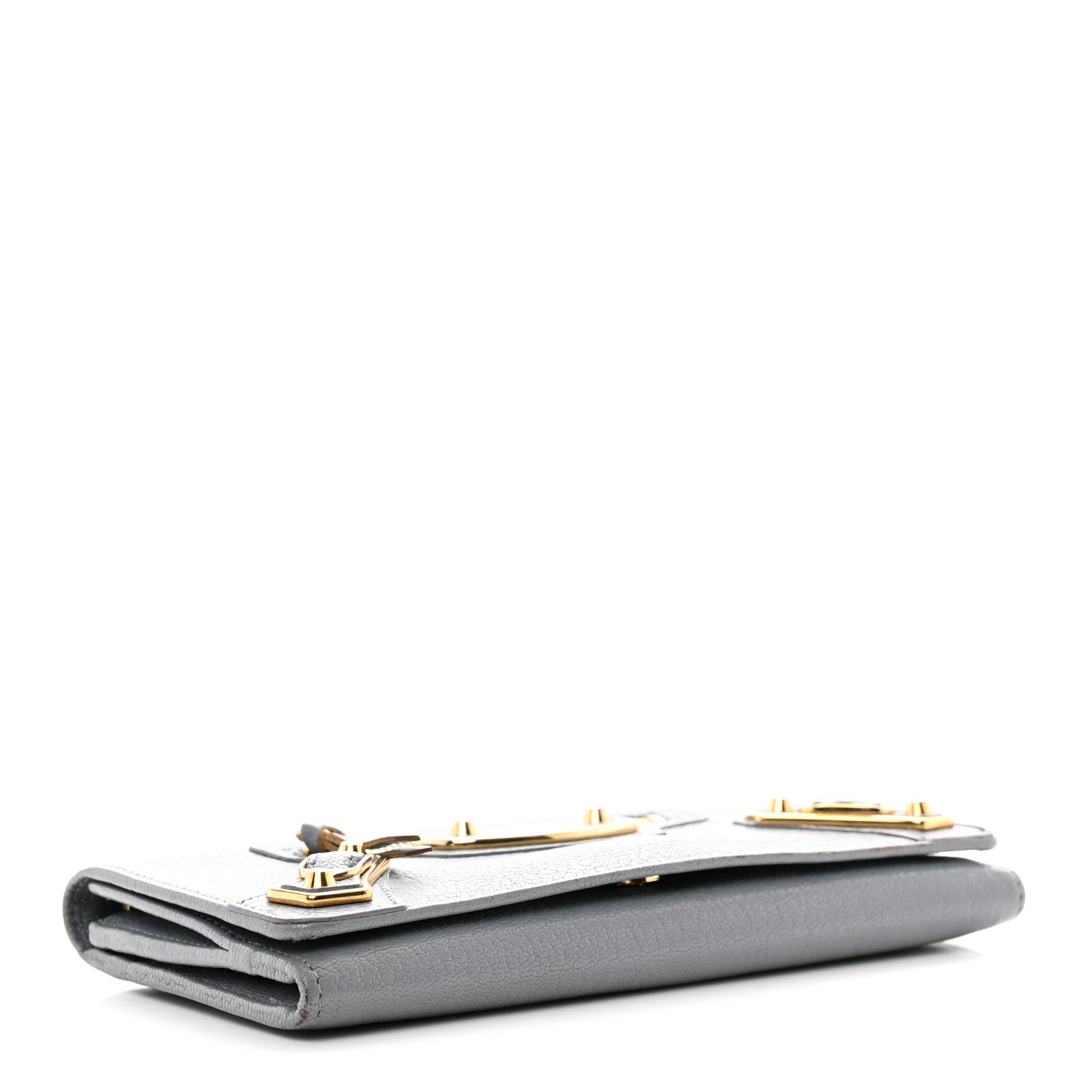 Balenciaga Chevre Gold Metallic Edge Hardware Continental Flap Wallet Bleu Acier 4 of 15