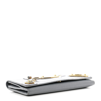 Balenciaga Chevre Gold Metallic Edge Hardware Continental Flap Wallet Bleu Acier 4 of 15