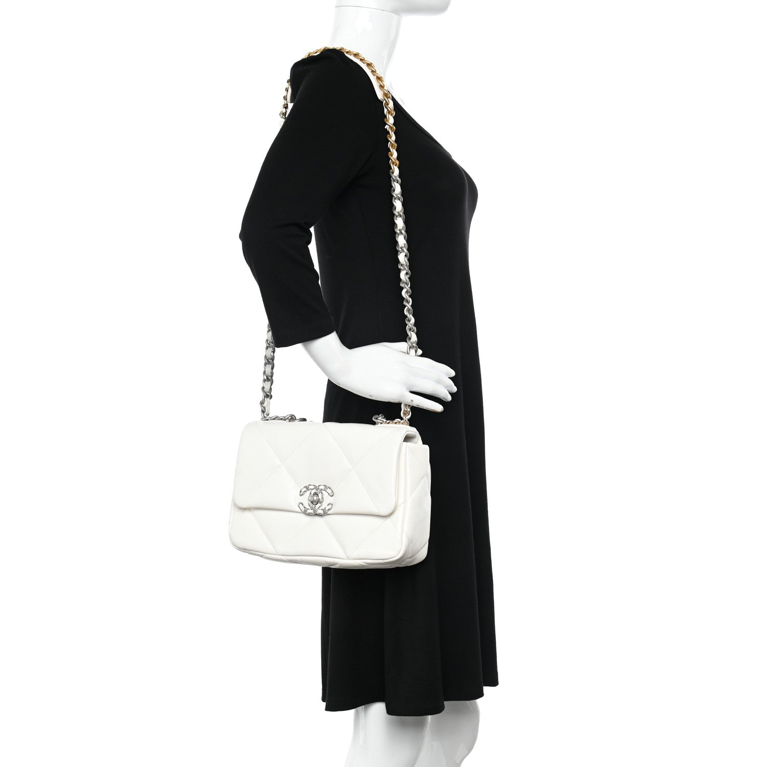 Chanel Lambskin Quilted Medium Chanel 19 Flap White 2 of 9