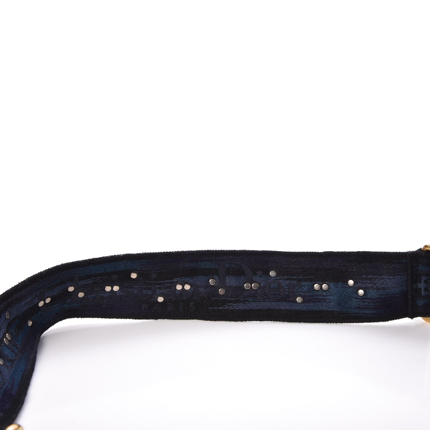 Christian Dior Canvas Embroidered Studded Bohemian Shoulder Strap Blue 3 of 5