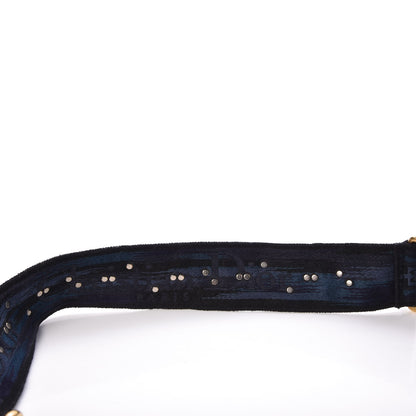 Christian Dior Canvas Embroidered Studded Bohemian Shoulder Strap Blue 3 of 5
