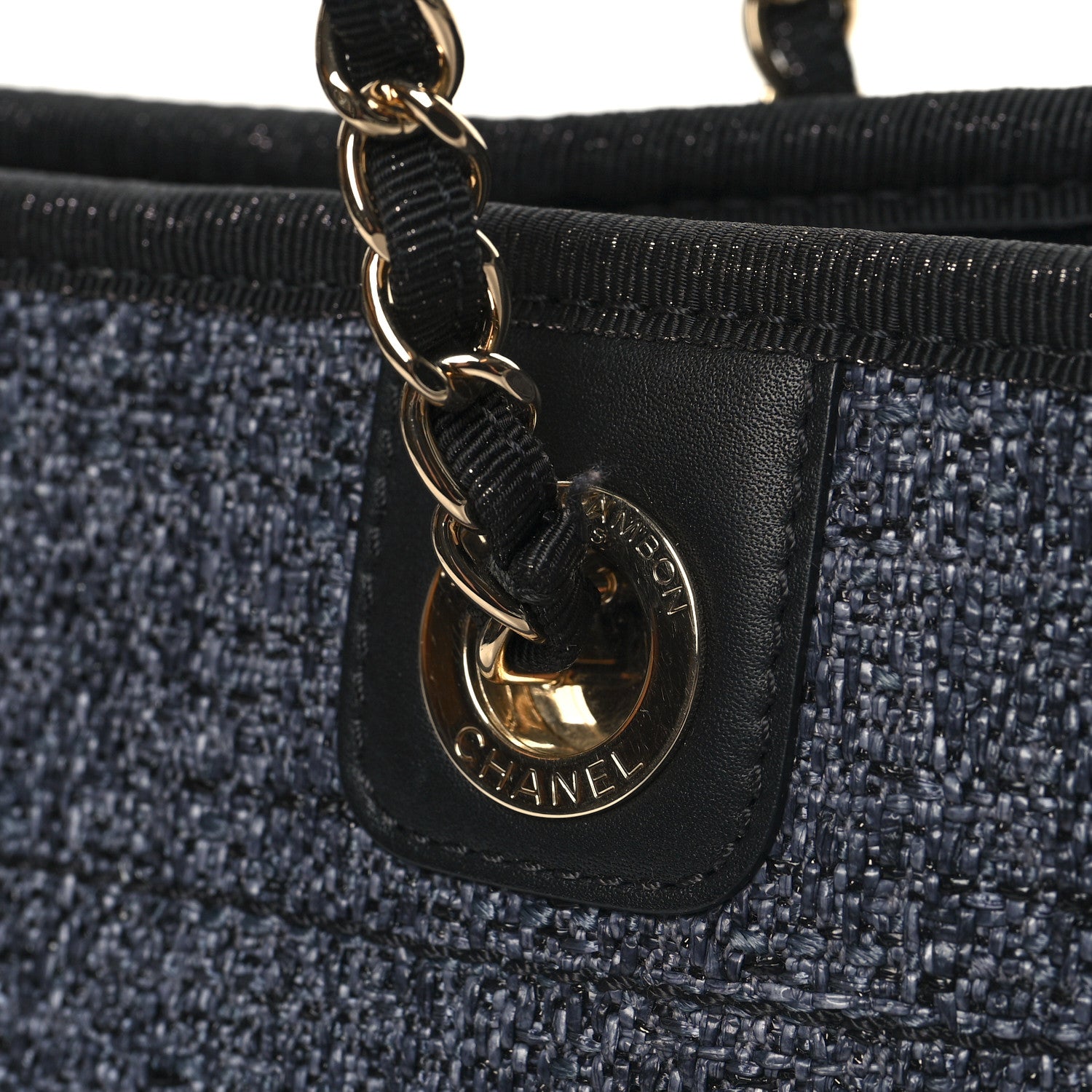 Chanel Mixed Fibers Calfskin Small Deauville Tote Blue 11 of 11