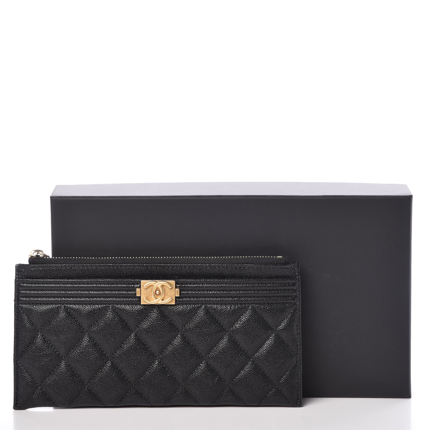 Chanel Caviar Quilted Classic Zip Boy Pouch Black 10 of 10