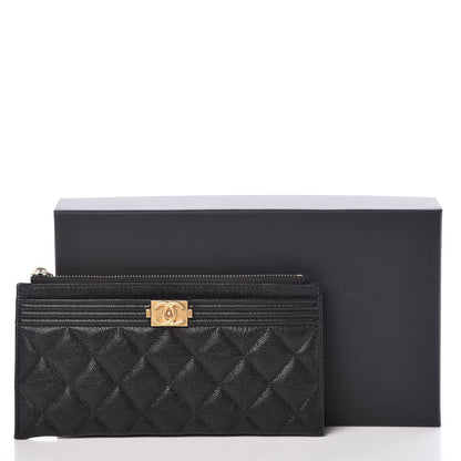 Chanel Caviar Quilted Classic Zip Boy Pouch Black 10 of 10