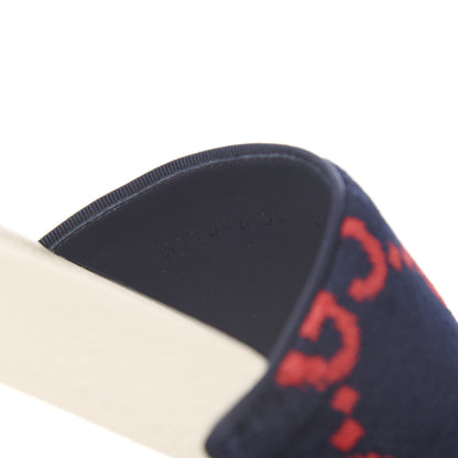 Gucci Velvet GG Monogram Slide Sandals 38 Blue Red 7 of 8
