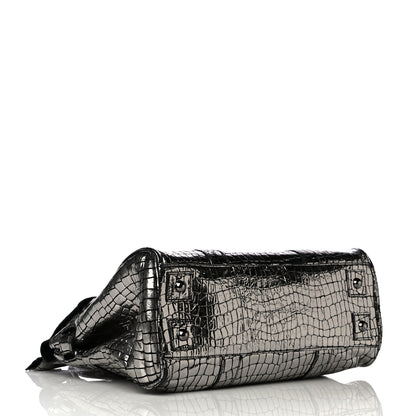 Mulberry Metallic Crocodile Embossed Calfskin Bayswater Silver 4 of 11