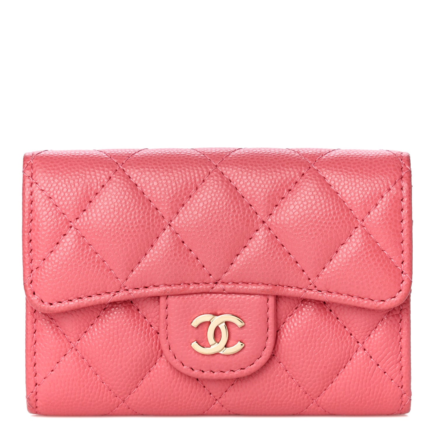 Chanel Caviar Quilted Flap Card Holder Wallet Pink 1 of 12