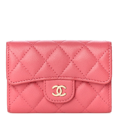 Chanel Caviar Quilted Flap Card Holder Wallet Pink 1 of 12