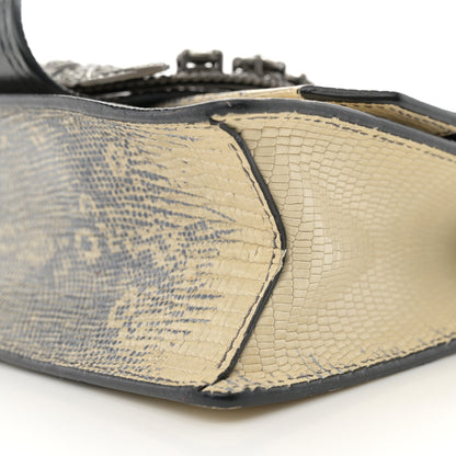 Miu Miu Lizard Embossed Calfskin Studded Jewel Buckle Crossbody Bag Roccia 10 of 12
