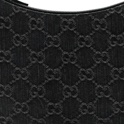 Gucci Jacquard Black Denim GG Monogram Horsebit Slim Small Shoulder Bag Black Grey 7 of 9