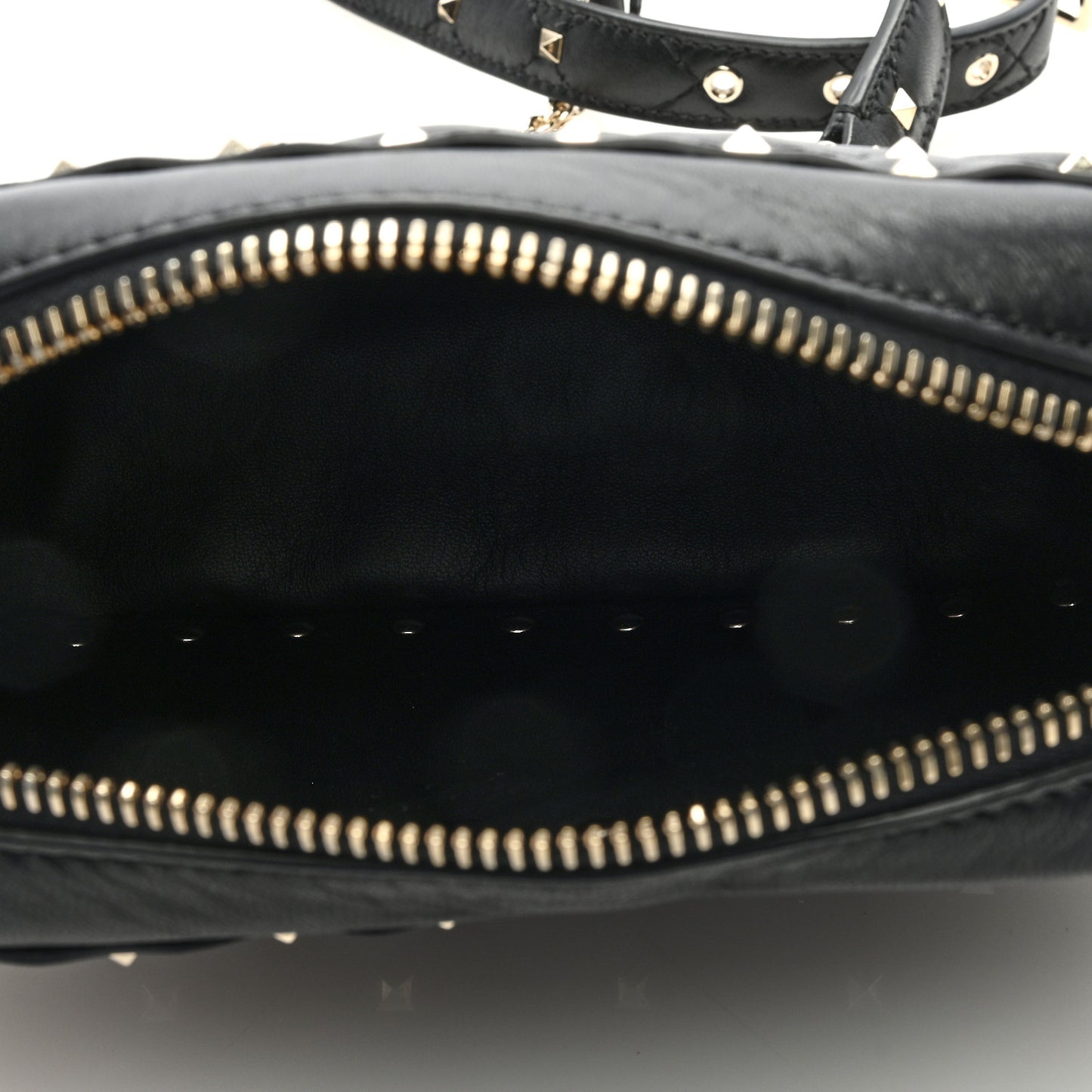 Nappa Rockstud Spike Camera Crossbody Bag Black