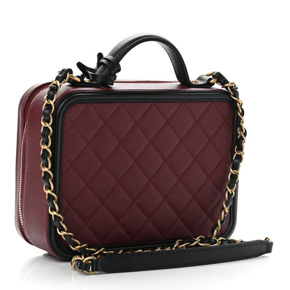 Chanel Caviar Quilted Medium CC Filigree Vanity Case Burgundy Black 3 of 12