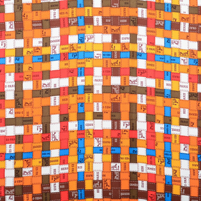 Hermes Silk Bolduc Au Carre Scarf 90 Brun Foncé Orange Bleu 3 of 5