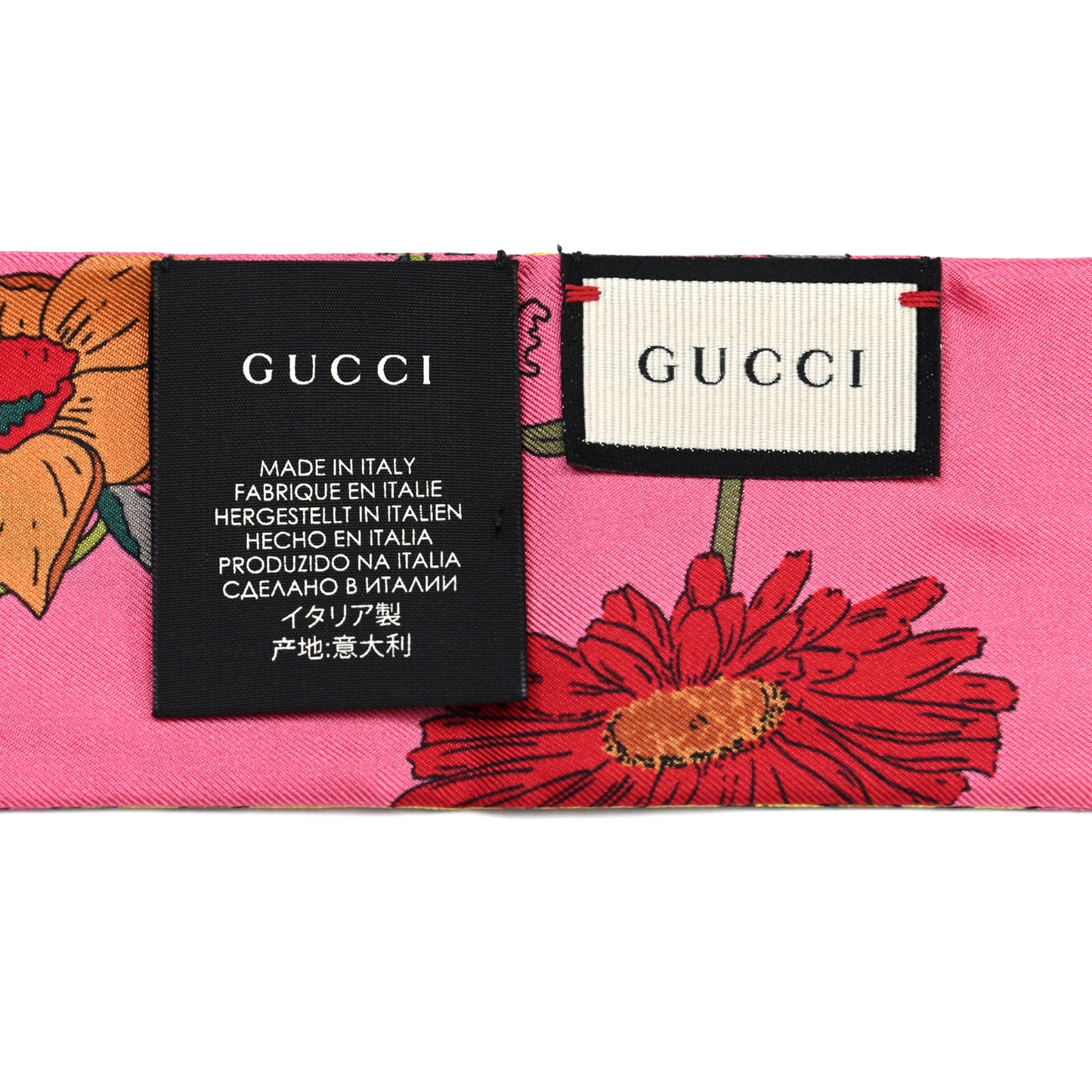 Silk Floral Neck Bow Scarf Multicolor