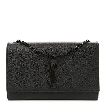 Saint Laurent Grain De Poudre Medium Classic Monogram Kate Satchel Black 1 of 9