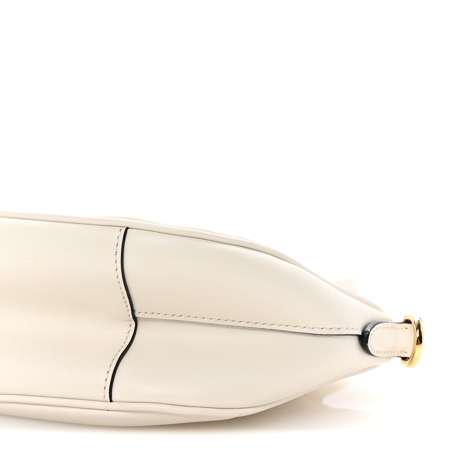 City Calfskin Small Triangle Shoulder Bag White