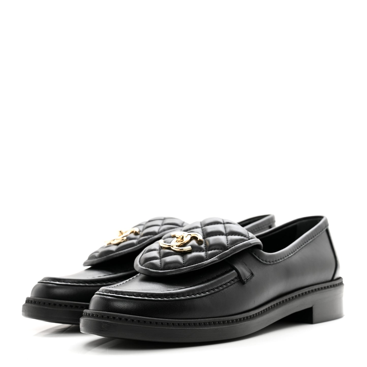 Lambskin Quilted CC Turnlock Loafers 39.5 Black