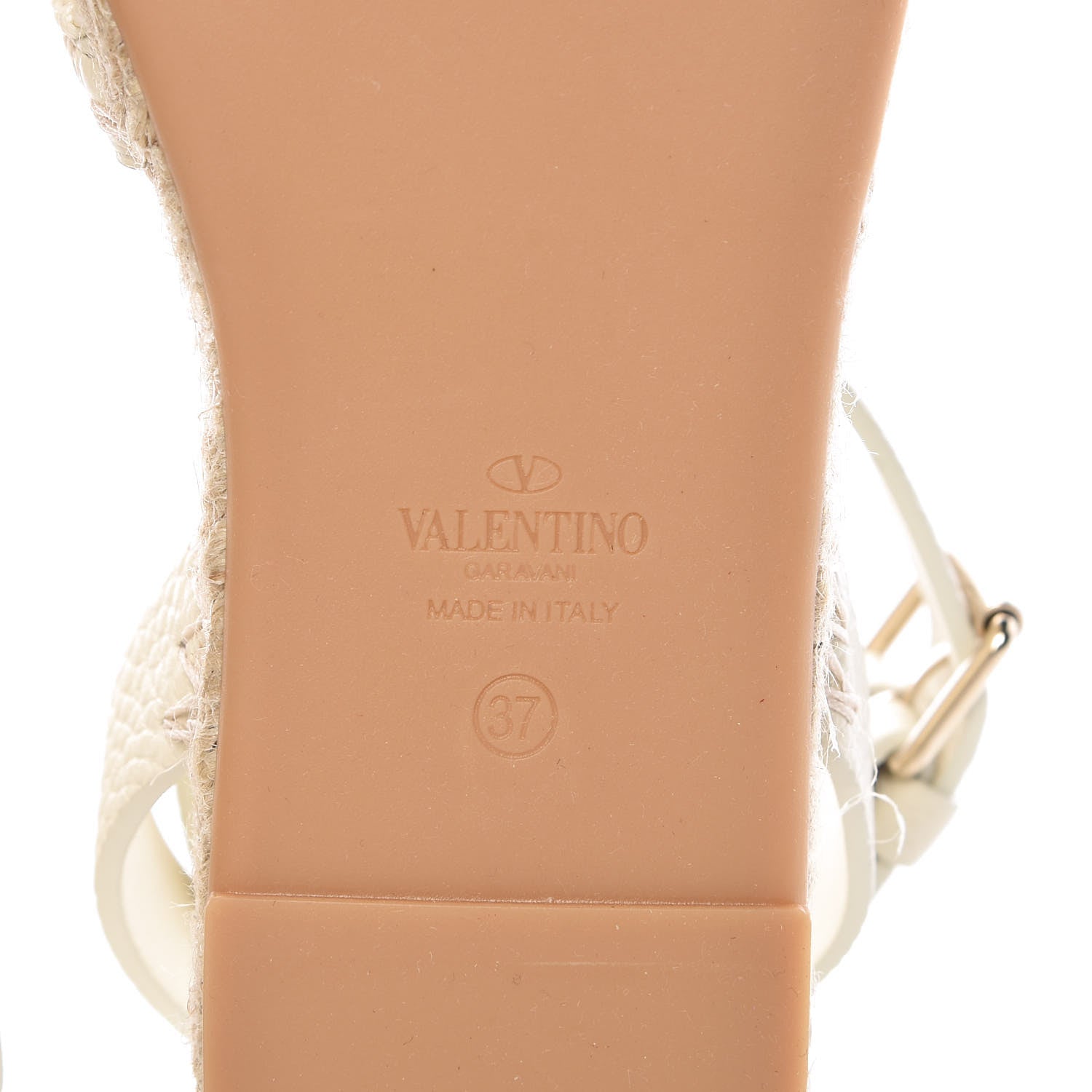 Valentino Garavani Calfskin Macrame Marrakech Ankle Strap Espadrilles 37 Ivory 6 of 8