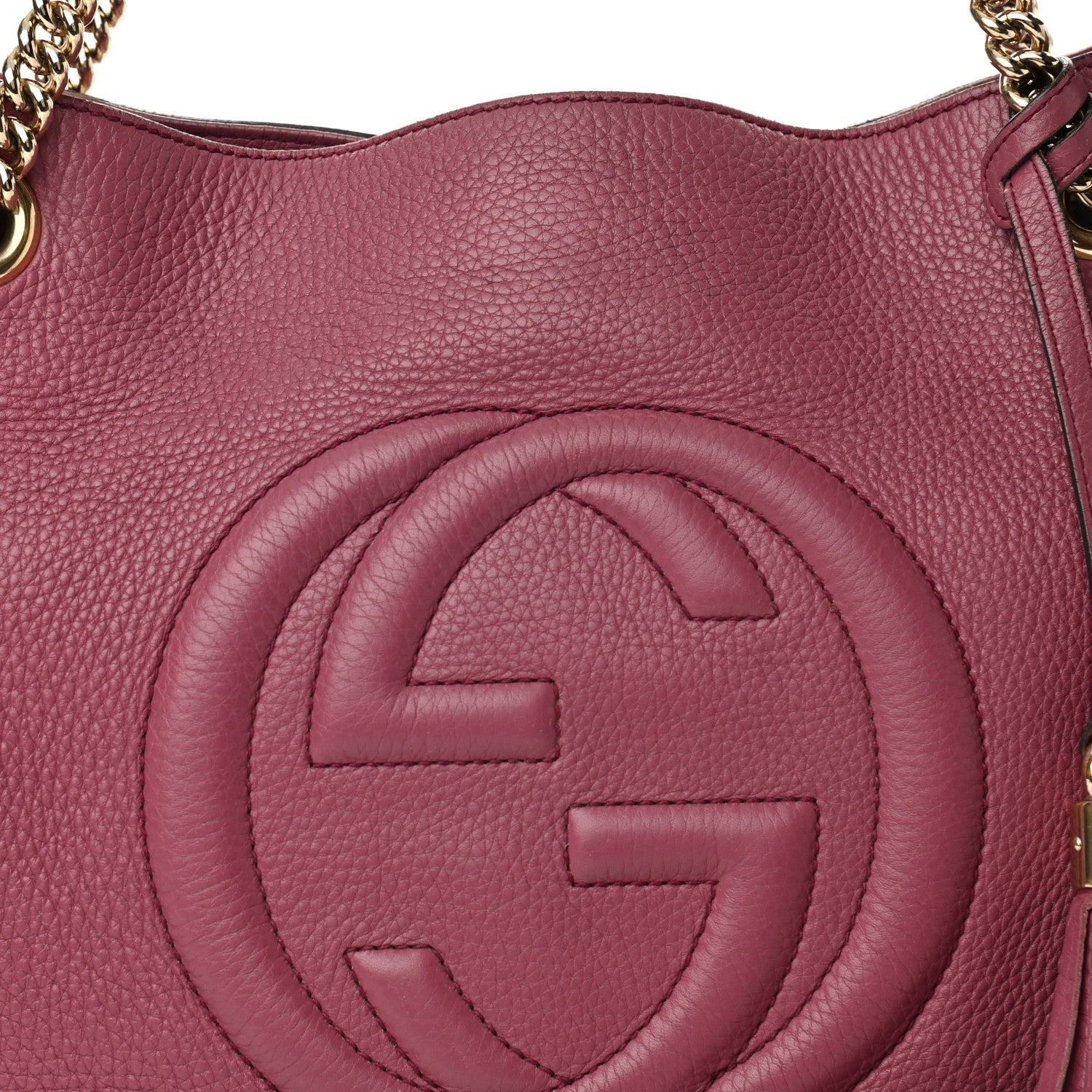 Gucci Pebbled Calfskin Medium Soho Chain Shoulder Bag Peonia Flower 8 of 12