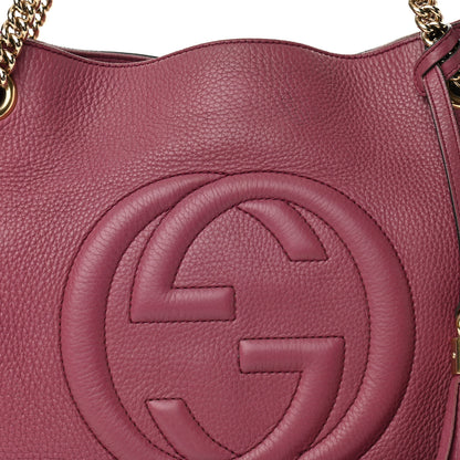 Gucci Pebbled Calfskin Medium Soho Chain Shoulder Bag Peonia Flower 8 of 12