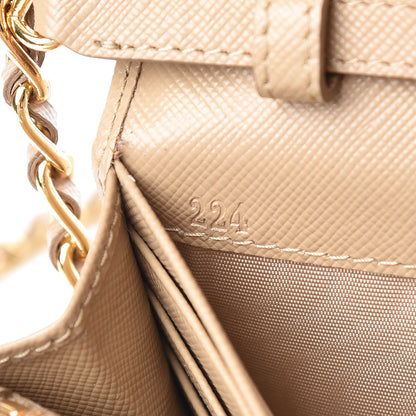 Prada Saffiano Metal Oro Chain Wallet Sabbia 7 of 13