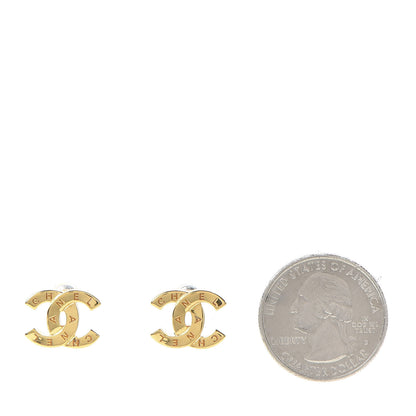 Chanel Metal CC Paris Button Stud Earrings Gold 2 of 5