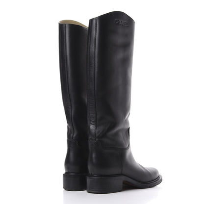 Chanel Calfskin Knee High Boots 40 Black 4 of 10