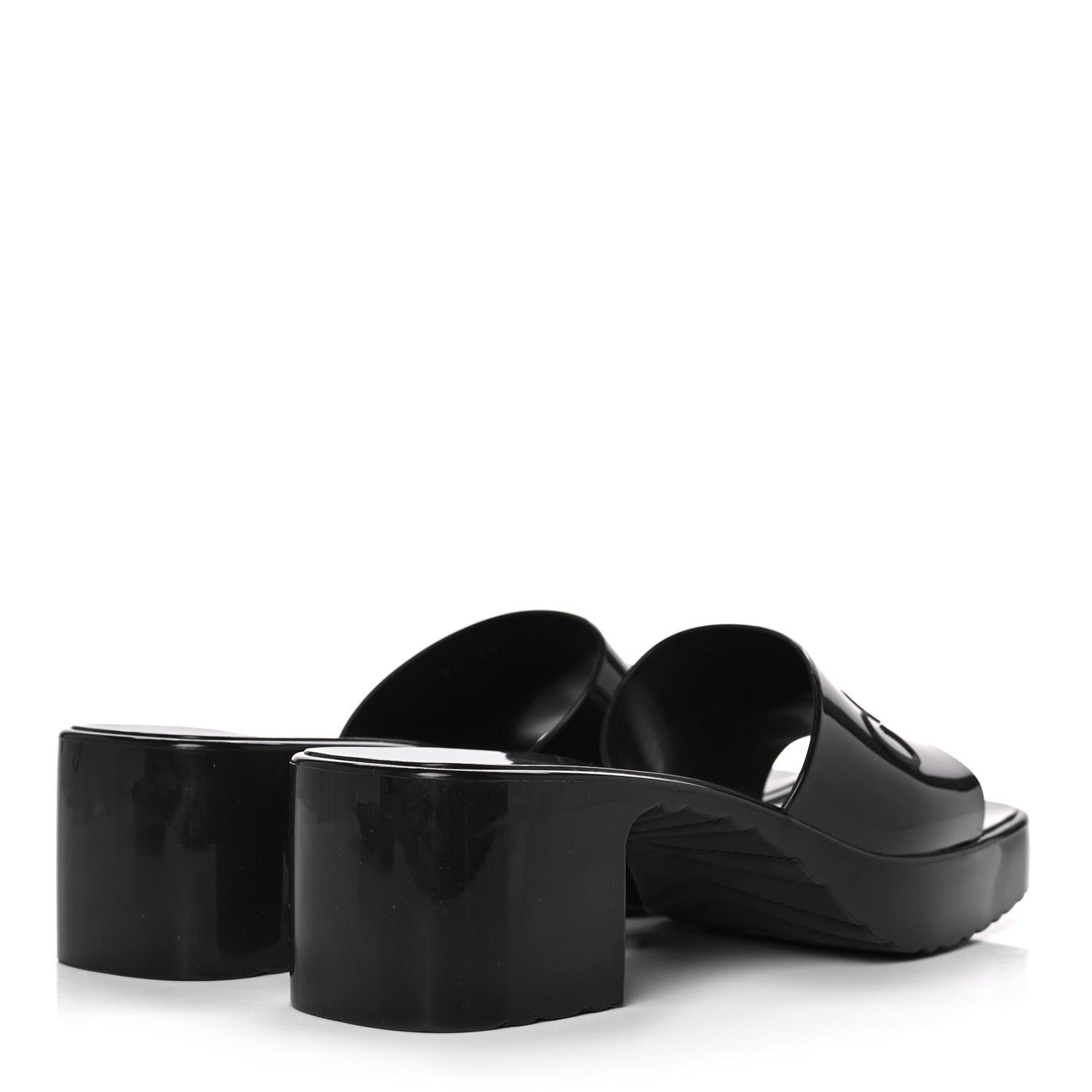 Gucci Rubber Gucci Logo Womens Platform 20/60mm Slide Sandals 37 Black 4 of 9