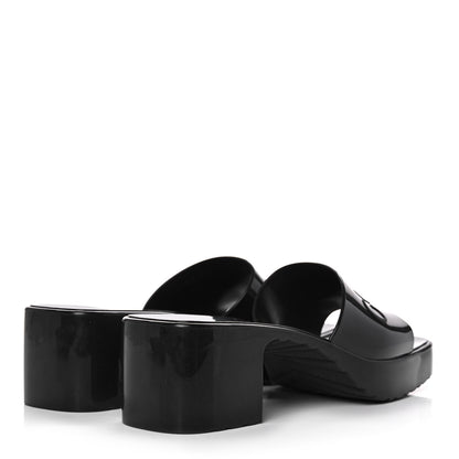 Gucci Rubber Gucci Logo Womens Platform 20/60mm Slide Sandals 37 Black 4 of 9