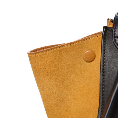 Celine Smooth Calfskin Suede Medium Tri-Color Trapeze Mustard 12 of 14