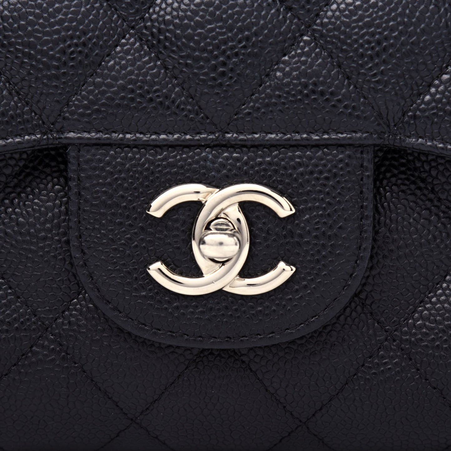 Caviar Quilted Jumbo Double Flap Black