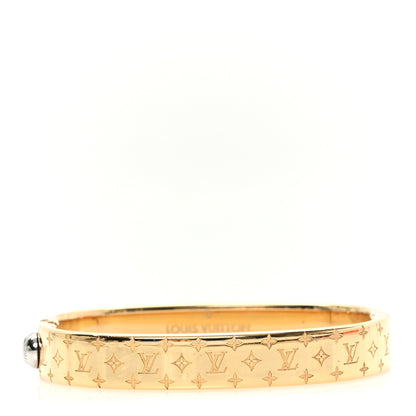 Louis Vuitton Brass Monogram Nanogram Cuff S Gold 1 of 6