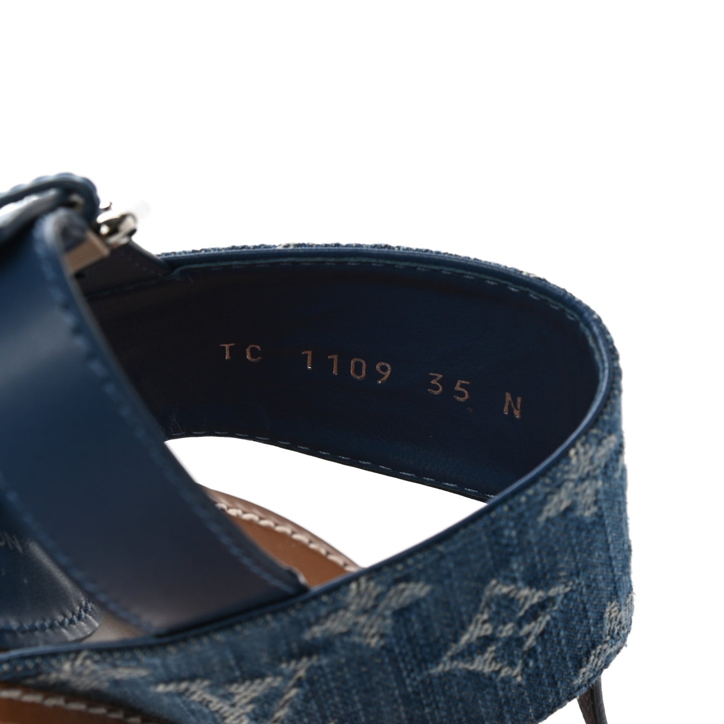 Monogram Denim Starboard Flat Thong Sandal 35 Blue