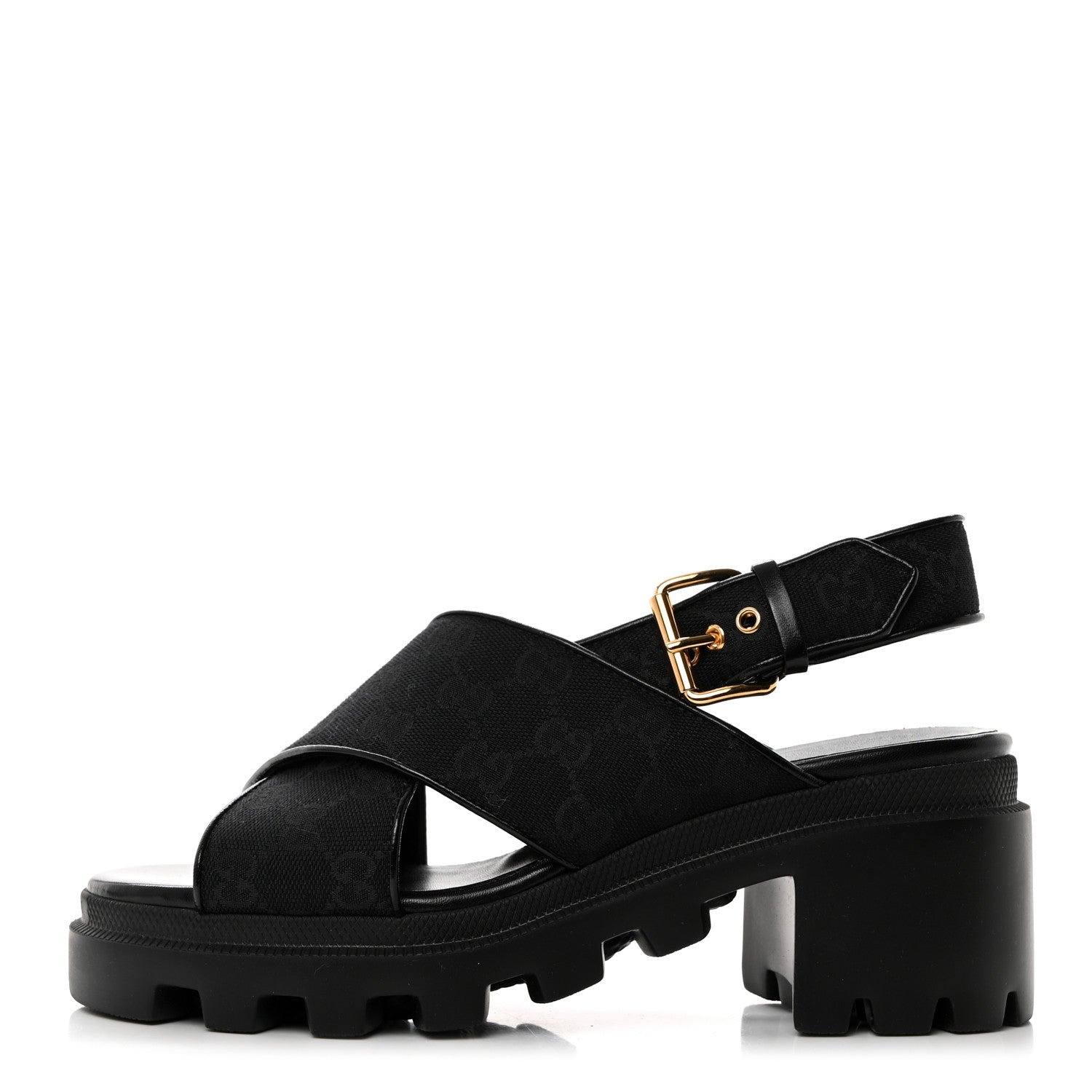 Gucci Monogram Granada Kid Trip 40/72mm Lug Sole Sandals 39 Black 1 of 9