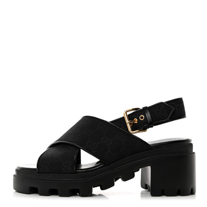 Gucci Monogram Granada Kid Trip 40/72mm Lug Sole Sandals 39 Black 1 of 9