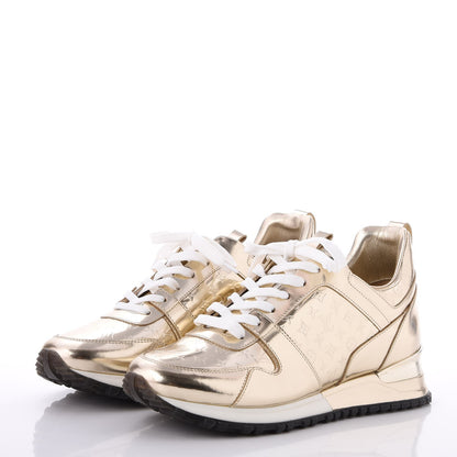 Louis Vuitton Metallic Patent Embossed Monogram Run Away Sneakers 37.5 Gold 3 of 8