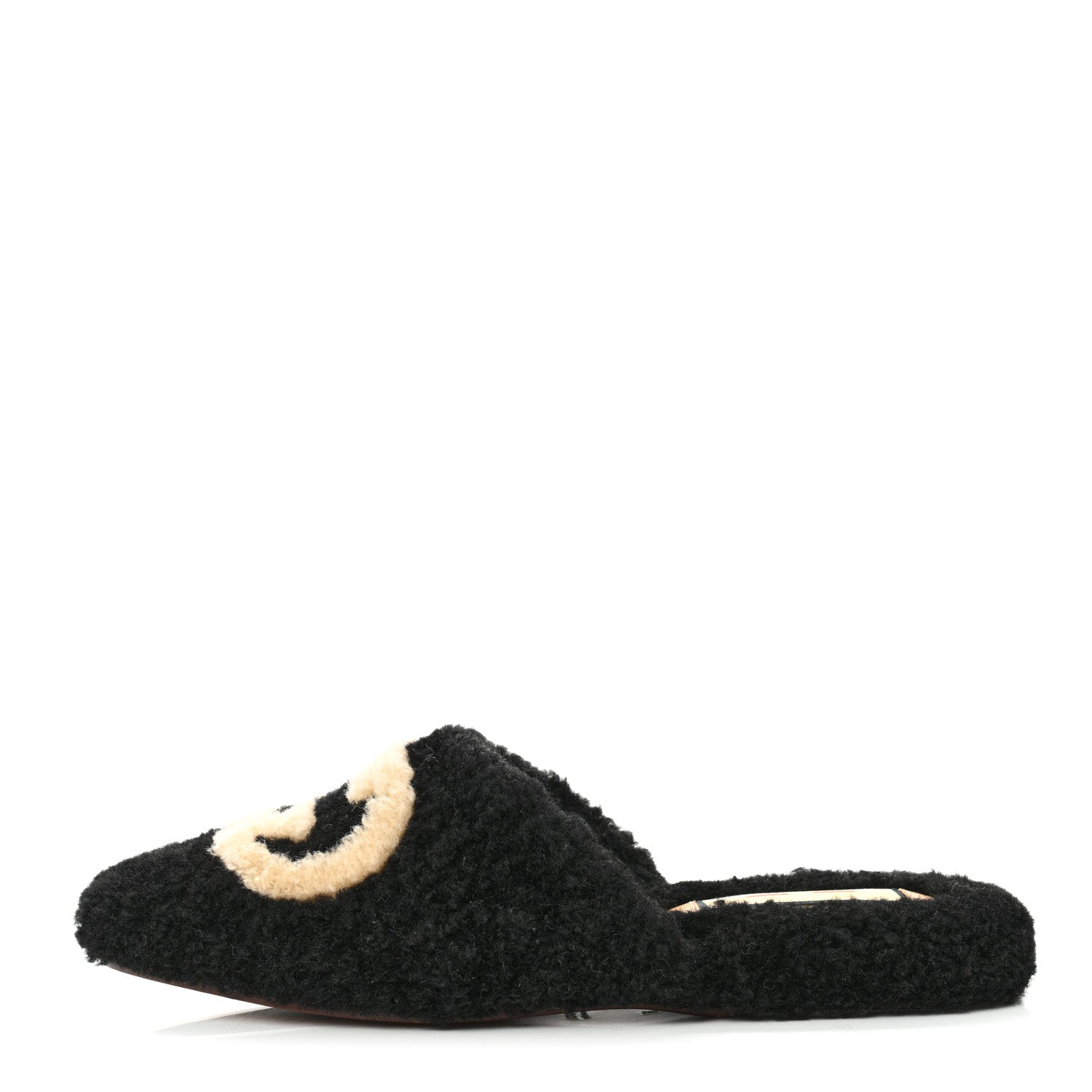 Gucci Shearling Interlocking G Womens Eileen Slippers 36 Black Butterscotch 1 of 9