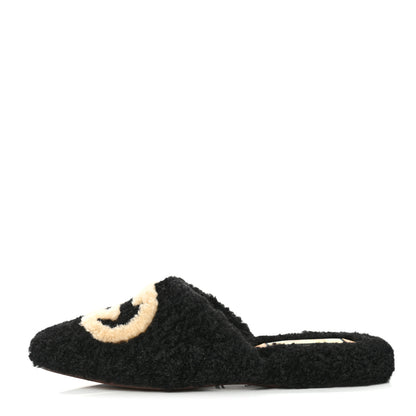 Gucci Shearling Interlocking G Womens Eileen Slippers 36 Black Butterscotch 1 of 9