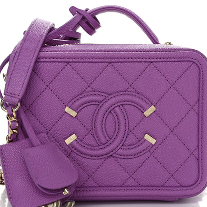 Chanel Caviar Quilted Small CC Filigree Vanity Case Purple 8 of 10