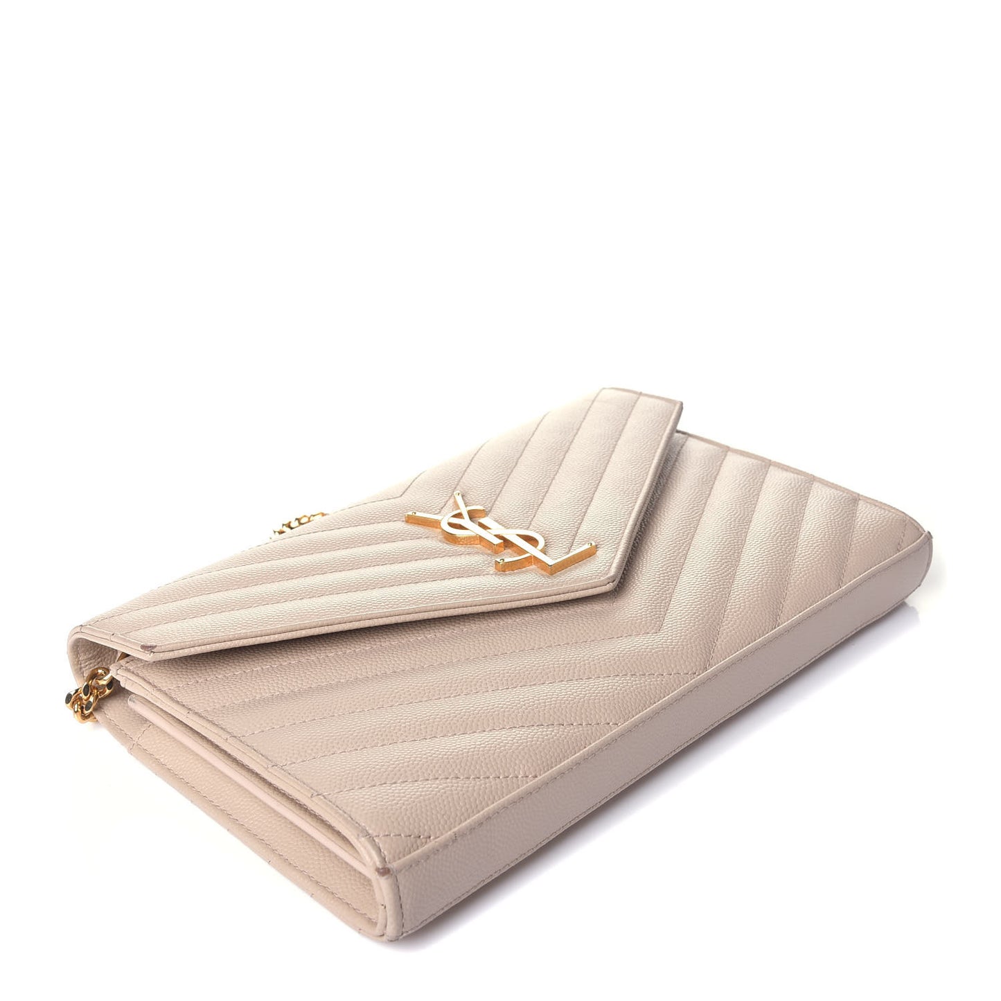 Grain De Poudre Matelasse Chevron Monogram Chain Wallet Nude Powder