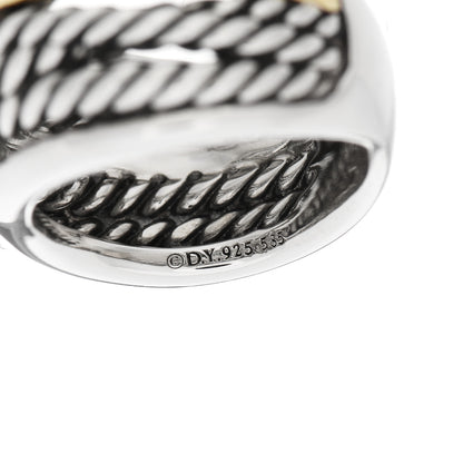David Yurman Sterling Silver 14K Yellow Gold Narrow Crossover Ring 52 6 4 of 5