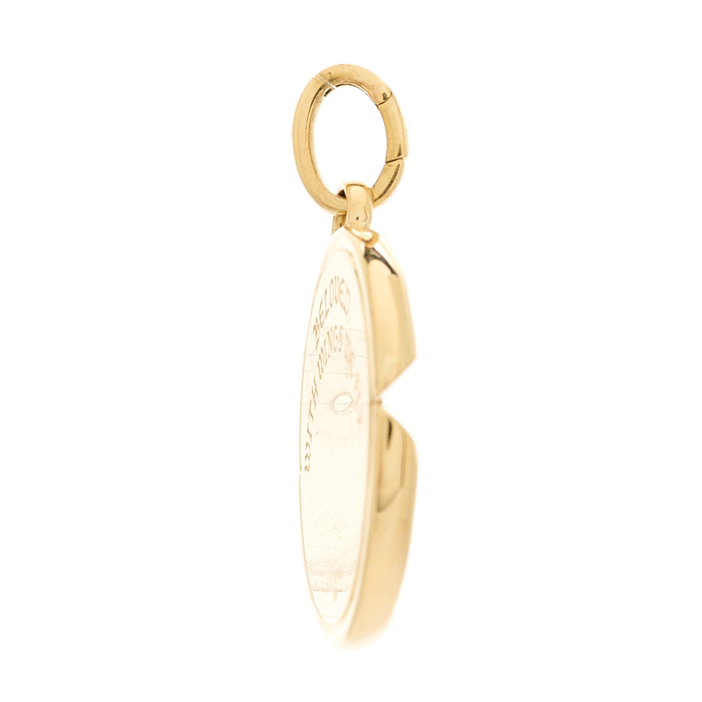 18K Yellow White Gold Diamond Large Beloved with Wings We Fly Oval Pushgate Medallion