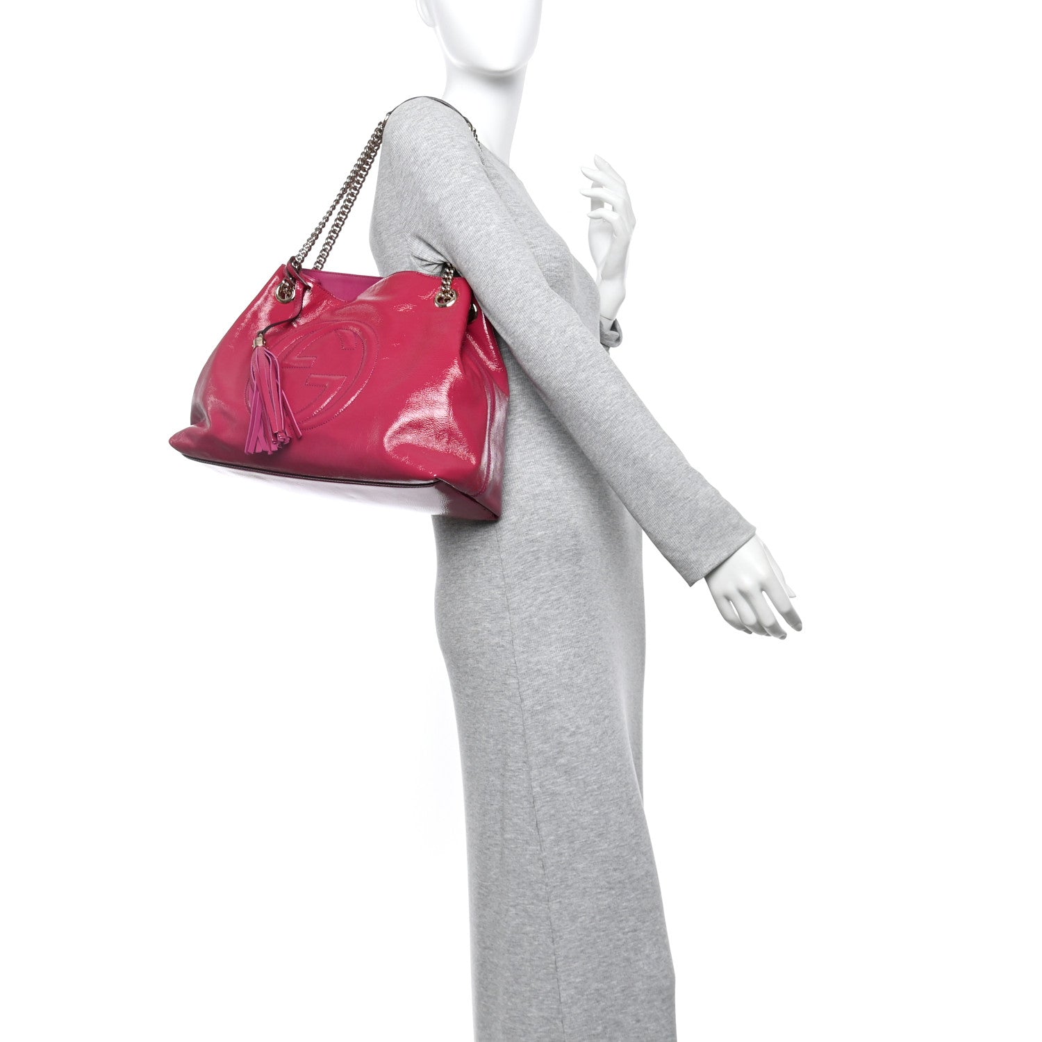 Gucci Vernice Naplack Medium Soho Chain Shoulder Bag Bright Bouganville 2 of 10
