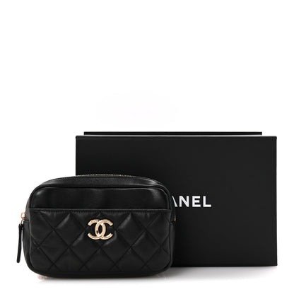 Chanel Lambskin Quilted Waist Bag With Pouch Black 28 of 29