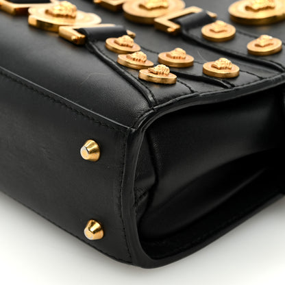 Versace Calfskin Small Medallion Tribute Bowling Bag Black 9 of 10