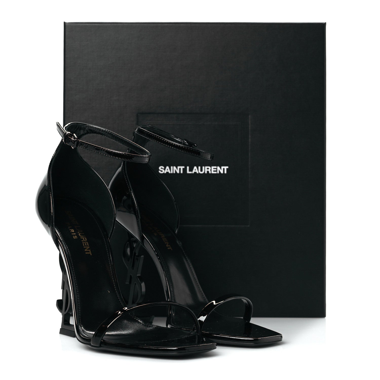 Saint Laurent Patent Calfskin Opyum 110 Sandals 38 Black 10 of 10