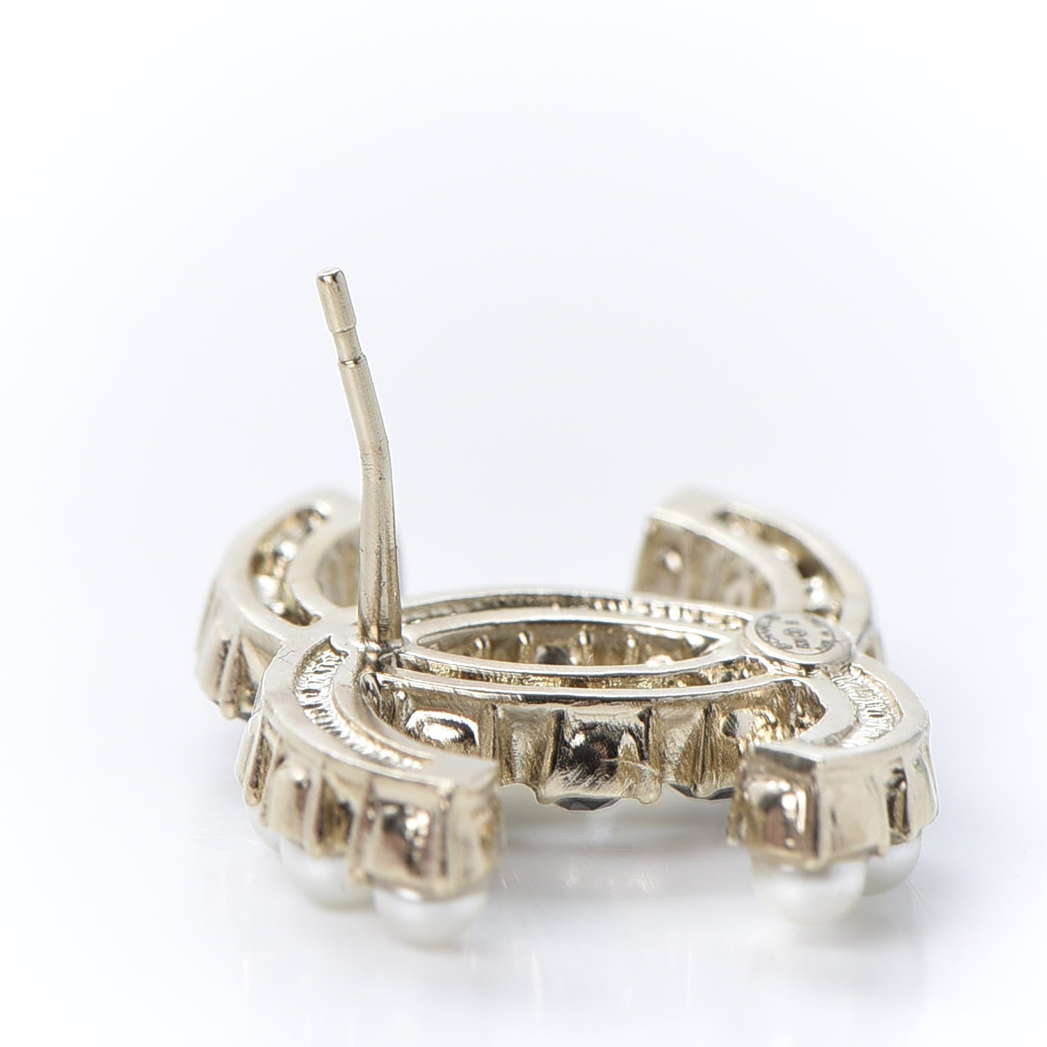 Chanel Resin Pearl CC Dazzling Domino Earrings Gold Black 4 of 6