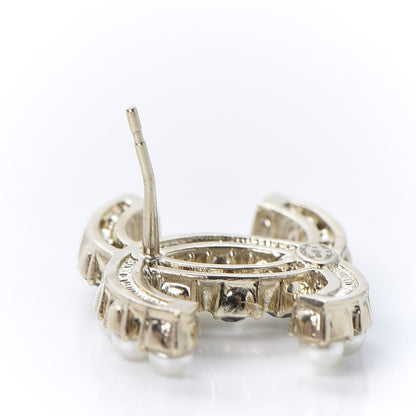 Chanel Resin Pearl CC Dazzling Domino Earrings Gold Black 4 of 6