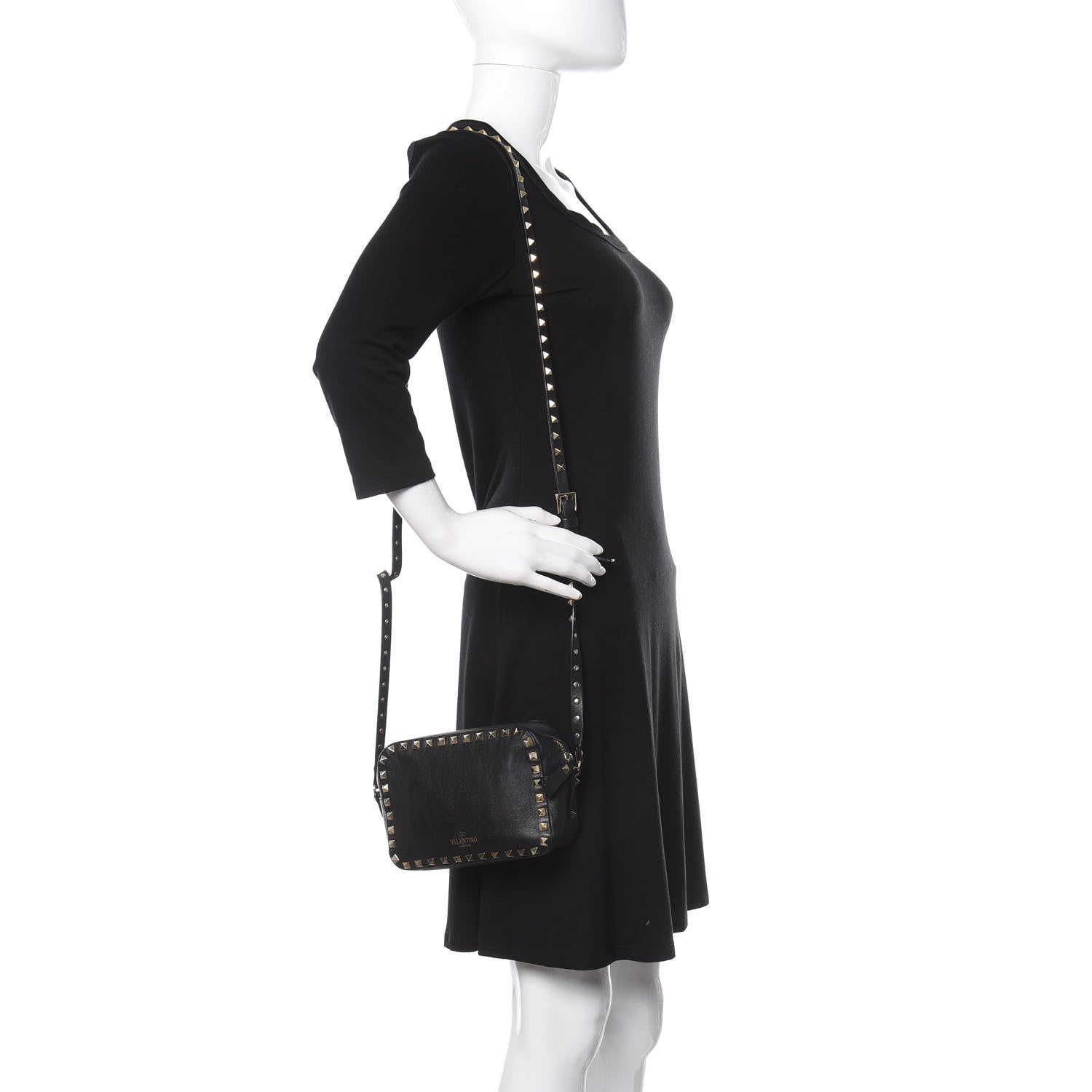 Valentino Garavani Calfskin Rockstud Camera Crossbody Bag Black 2 of 11